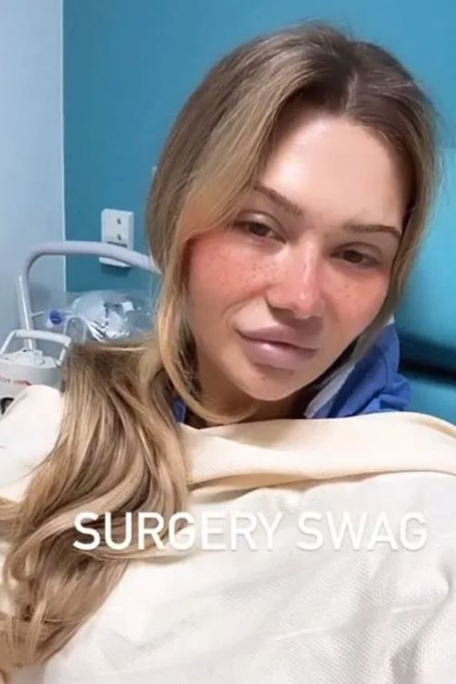 The 25-year-old posted images to herself on social media after the surgery 