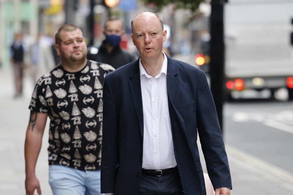 Professor Chris Whitty arriving at Whitehall this morning 