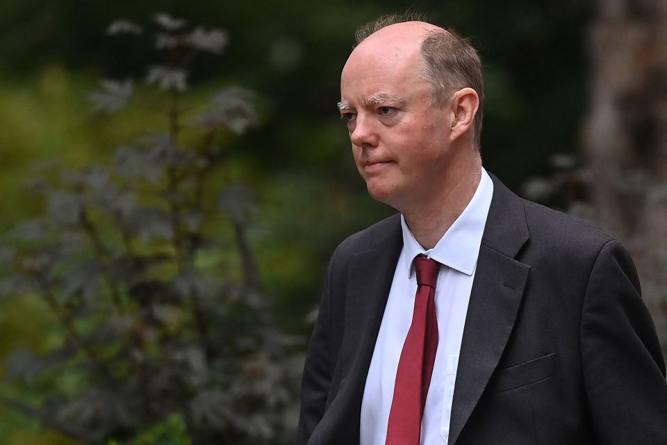 Professor Chris Whitty arriving at Whitehall today