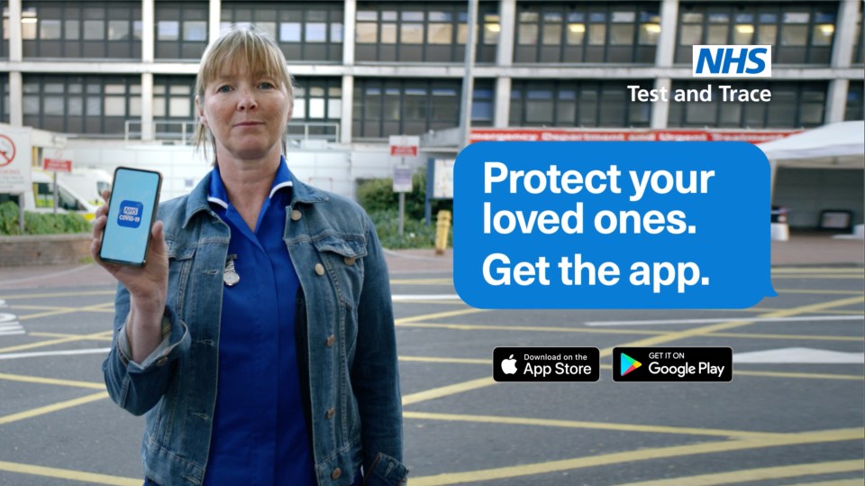 The new NHS Test and Trace app launched across England and Wales today, pictured, a Department of Health image promoting the software