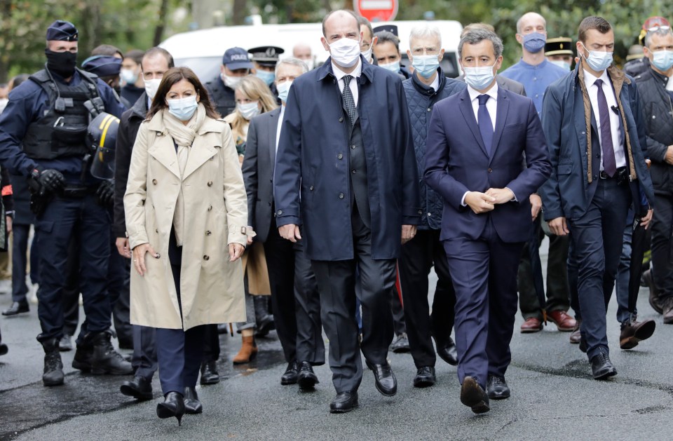 Paris mayor Anne Hidalgo, France Prime Minister Jean Castex, and Interior Minister Gerald Darmanin tour the carnage