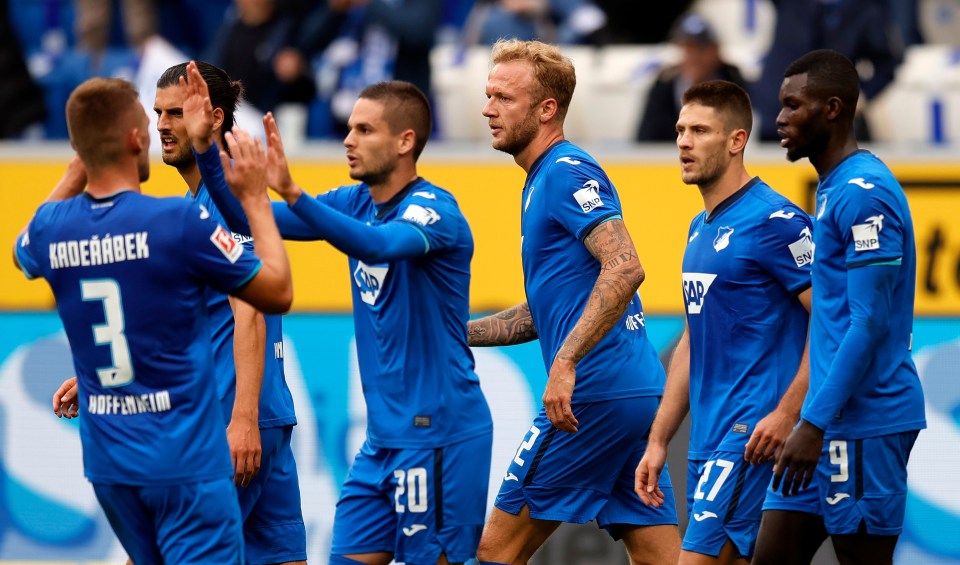 Andrej Kramaric (second from right) scored twce as Hoffenheim beat Bayern Munich 4-1