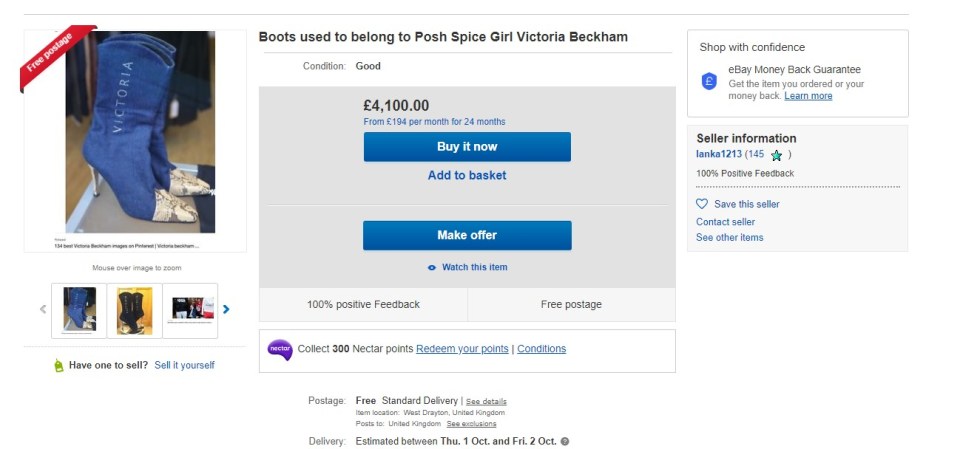 A savvy shopper is now selling the boots for over £4k