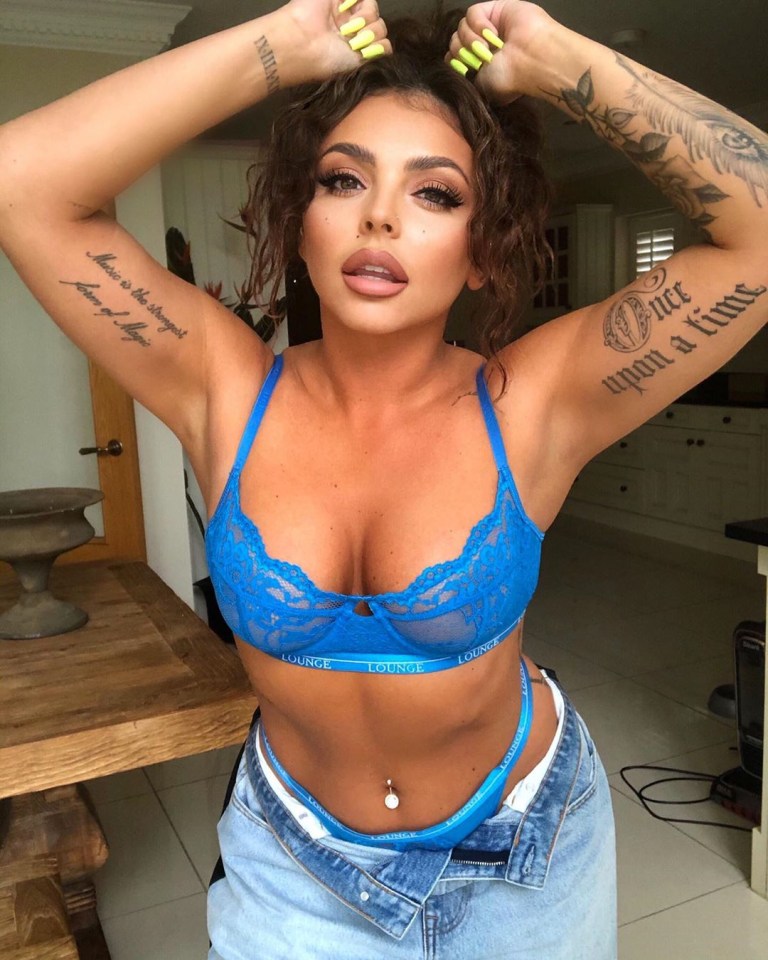 Jesy Nelson posted this busty selfie in blue lingerie