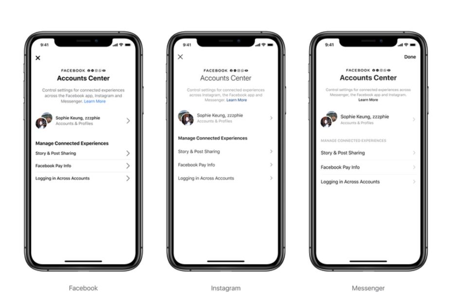 The Accounts centre helps you control Instagram and Messenger from Facebook