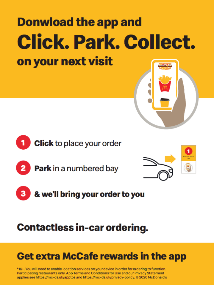 You need to download the My McDonald's app to use Click. Park. Collect