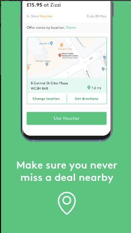 The vouchercodes app searches your location to find offers