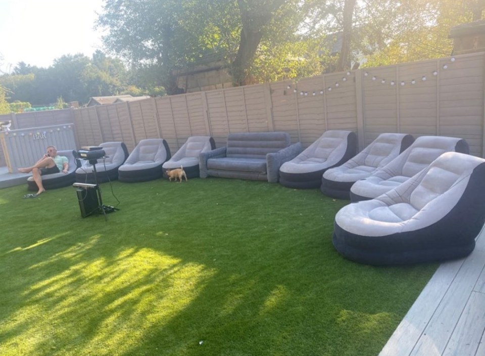 The guests relaxed on large sofas at the back of the garden