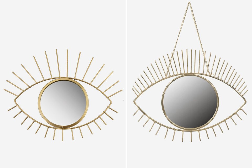 Sasse and Belle's £14 Gold tribal Eye See You mirror (left) is more than double the price of B&M's £6 version