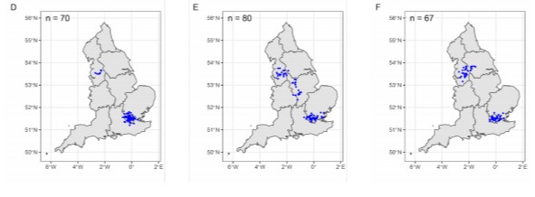 Earlier in the epidemic, left, clusters of Covid cases were seen in London, but as the virus spread, hotspots in the Midlands and North West emerged