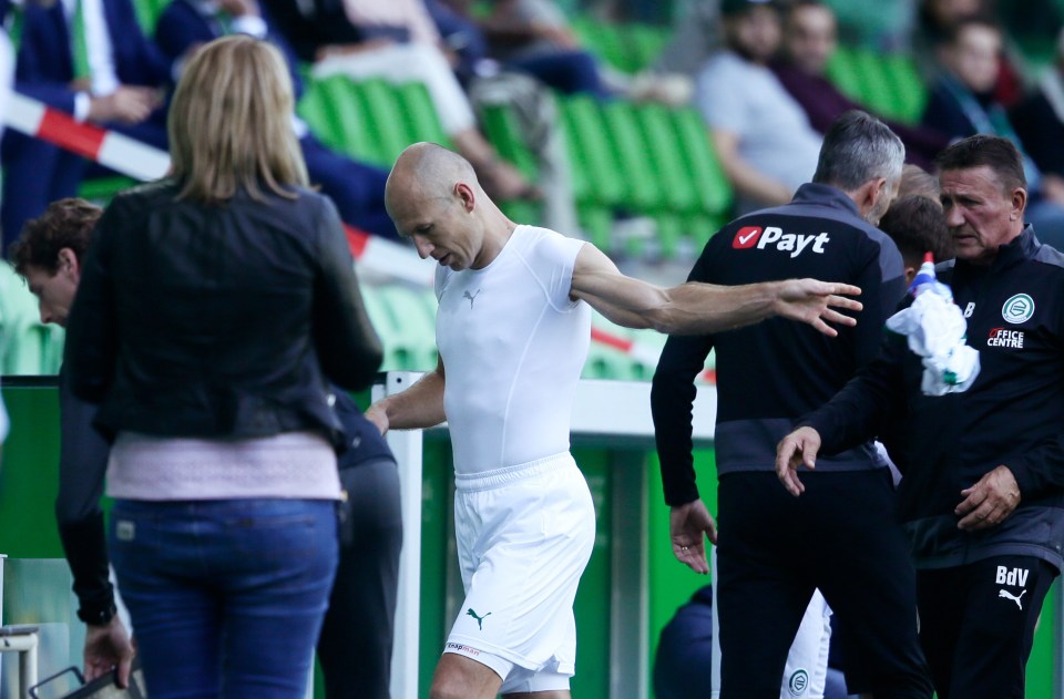 Arjen Robben ripped off his shirt as he walked off the pitch