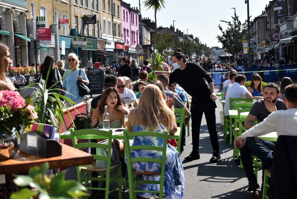 Friends met in Battersea, London this afternoon before the new lockdown measures come into effect tomorrow