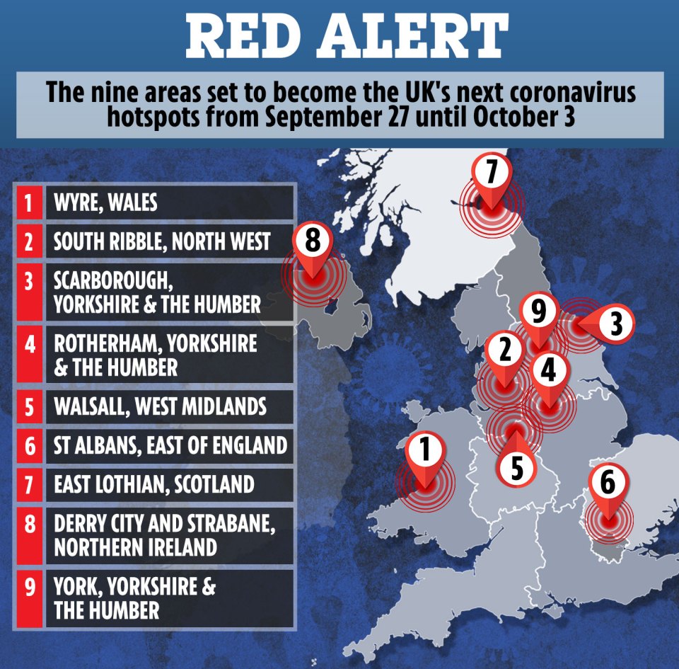 A number of emerging Covid-19 hotspots are worrying officials