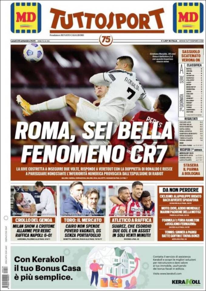 Ronaldo dominated the headlines in Italy