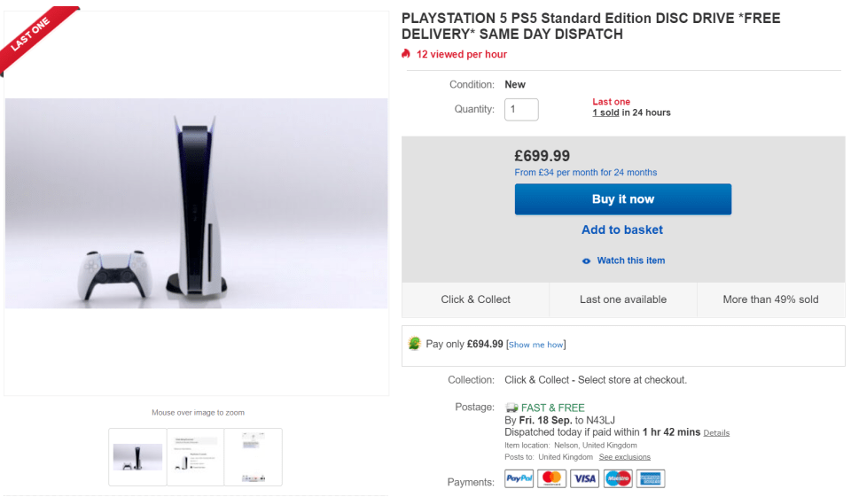 The console is being flogged for as much as £700 on eBay