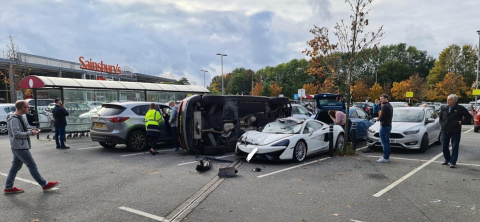 The smash took place between two parking spaces outside a Sainsbury's superstore in Kent