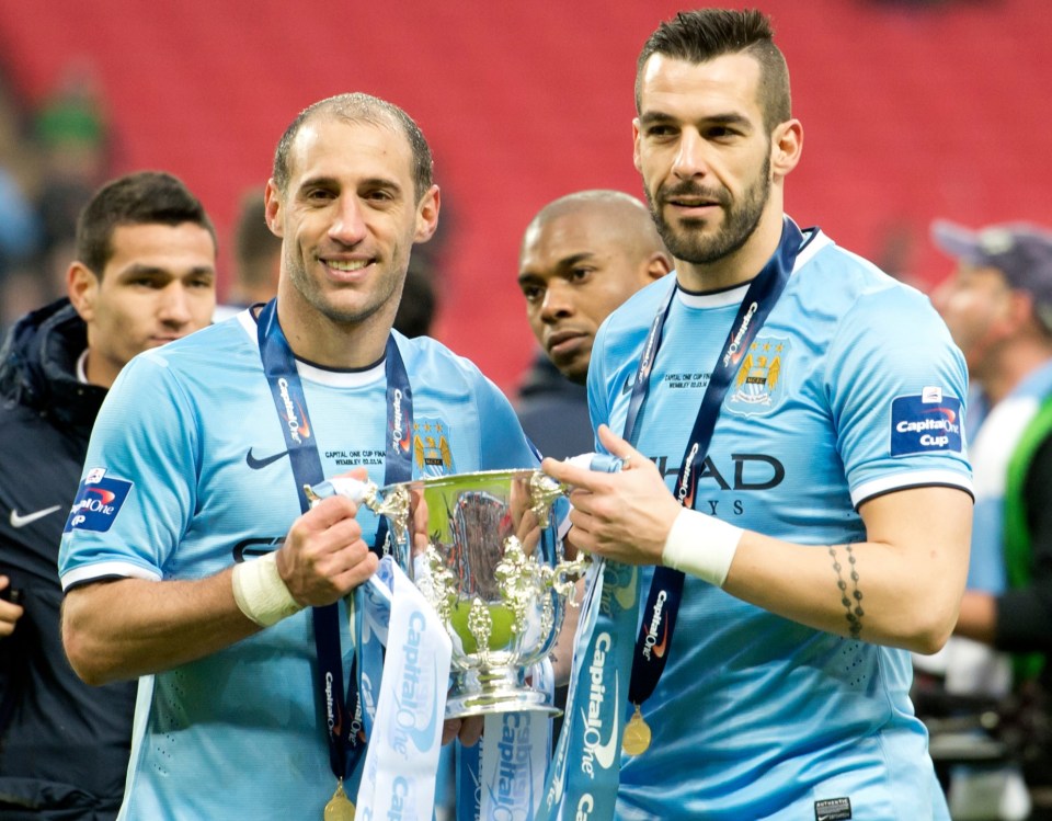 Pablo Zabaleta (left) could be set to return to Man City following his departure from West Ham and retirement