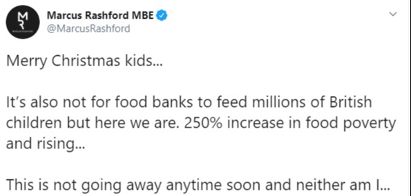 Rashford hit back at Downing Street after it rejected his call for free kids meals during holidays