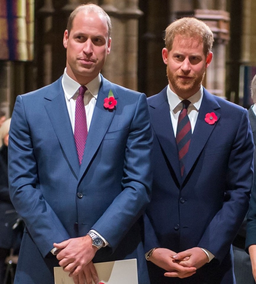 Prince William and Prince Harry pictured at Westminster Abbey for the Commonwealth Service in 2020