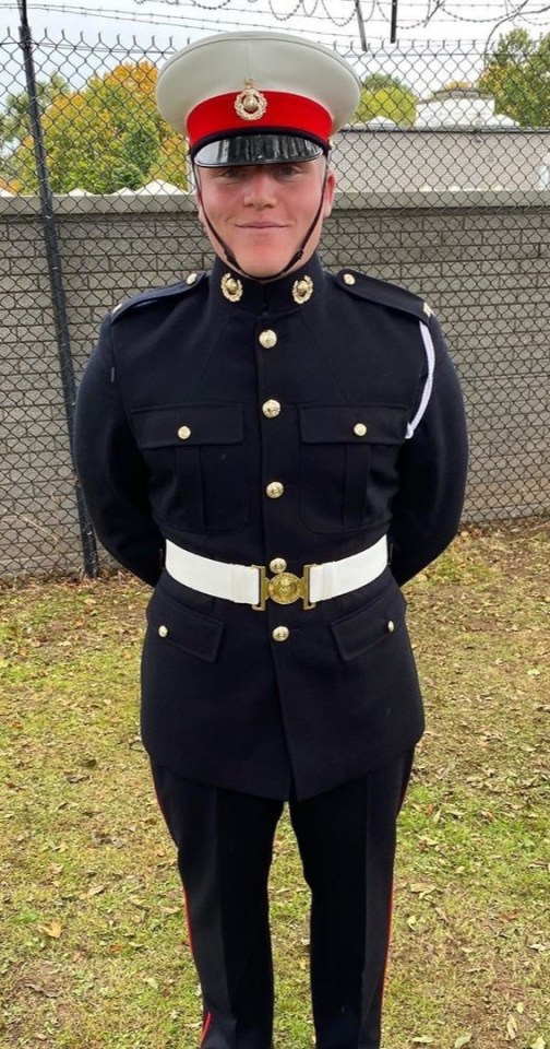 The 20-year-old looked incredibly smart in his new Marines uniform