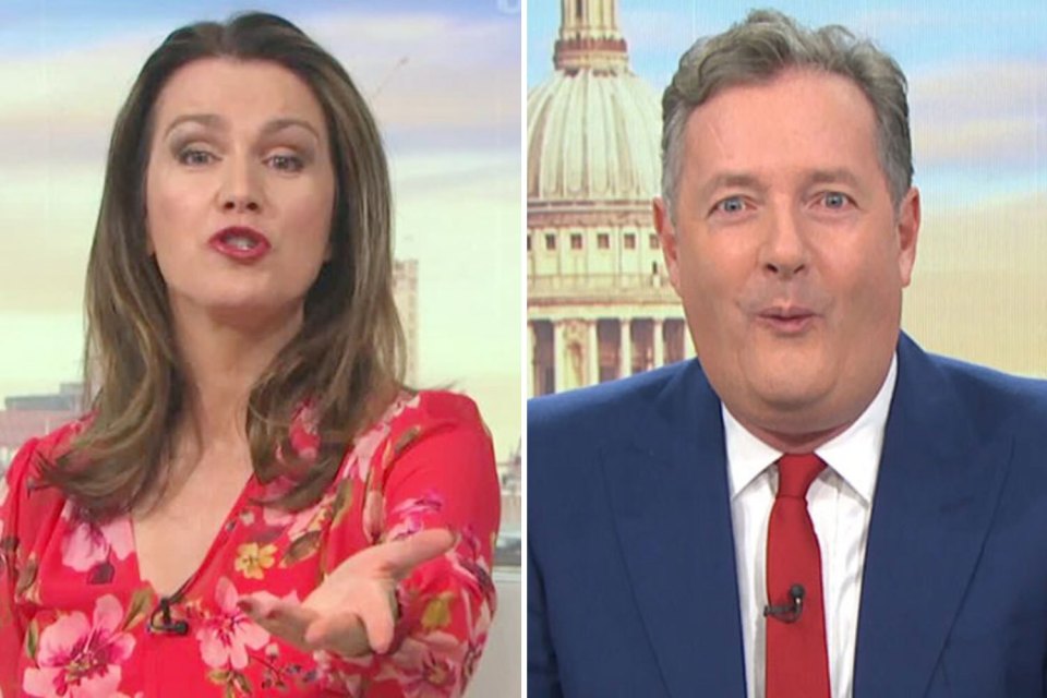 Susanna Reid was accused of 'fondling Piers Morgan's bottom' on Good Morning Britain today