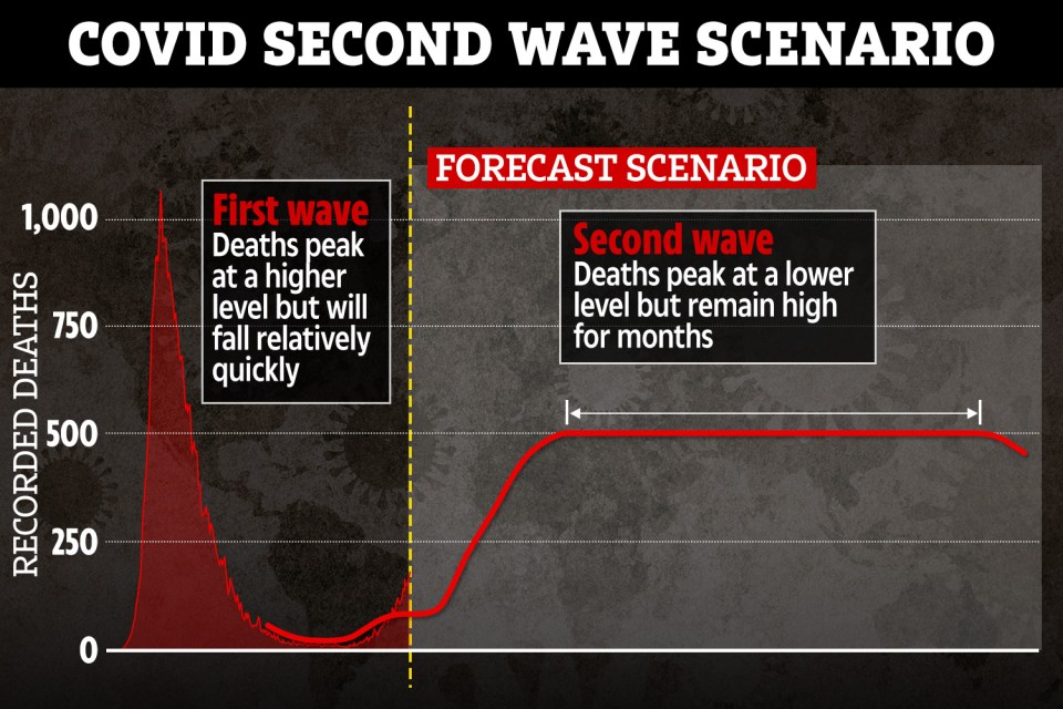 Officials say they believe the second wave will be deadlier than the first - as it'll last longer, despite never reaching April's peak