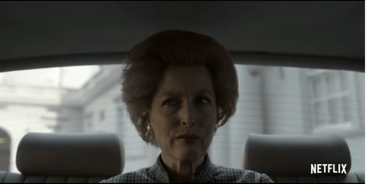 Gillian Anderson appears as Prime Minister Margaret Thatcher 