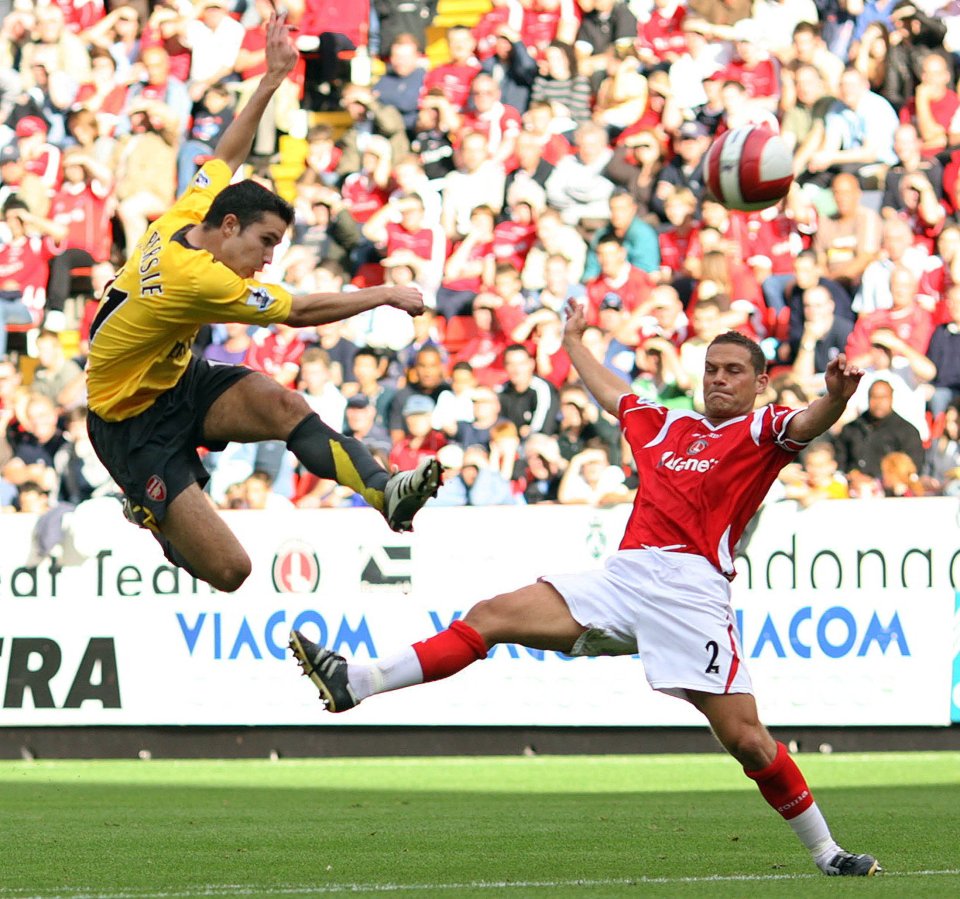 One of RVP's most famous goals came when he smashed in this strike against Charlton for Arsenal