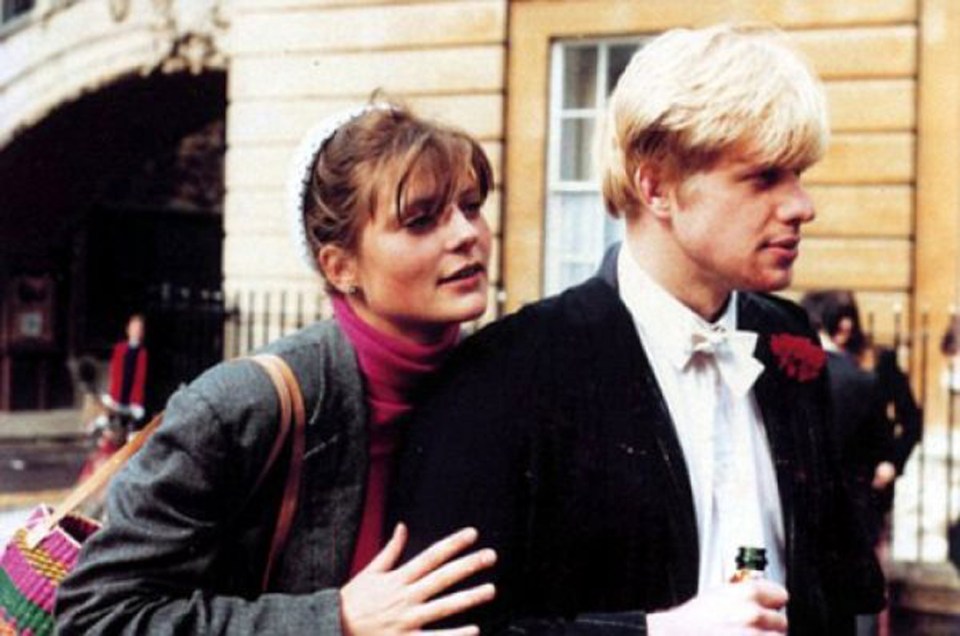 Allegra Mostyn-Owen with Boris Johnson at Oxford in 1987, celebrating the end of his final Classics exams