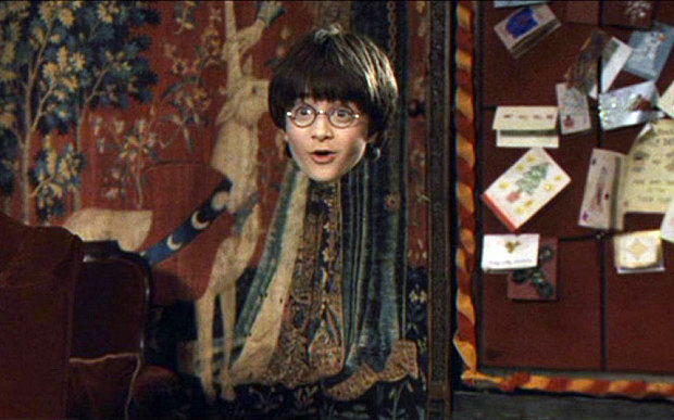 Harry receives the invisibility cloak as an anonymous present from Albus Dumbledore in the first book