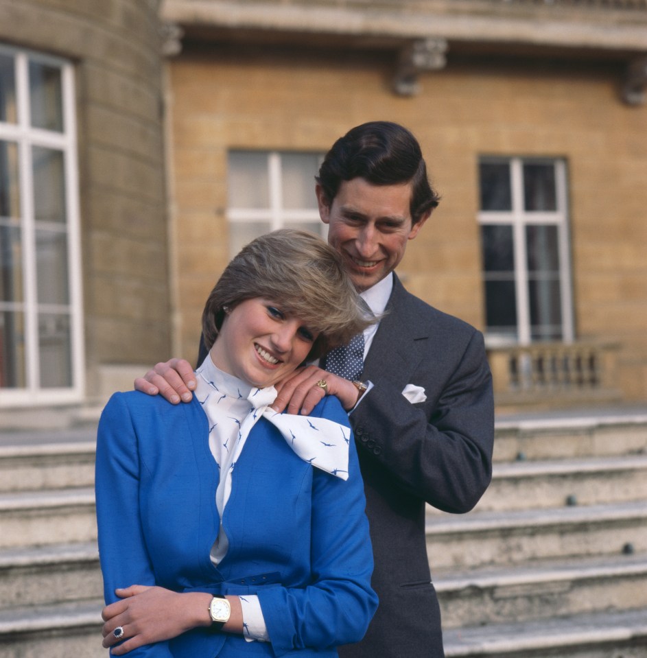 Charles, Prince of Wales laughs with his then fiancee Lady Diana Spencer after announcing their engagement