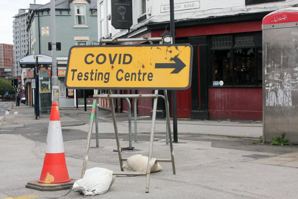 Signs point toward a Covid testing centre in Sheffield, where cases have soared