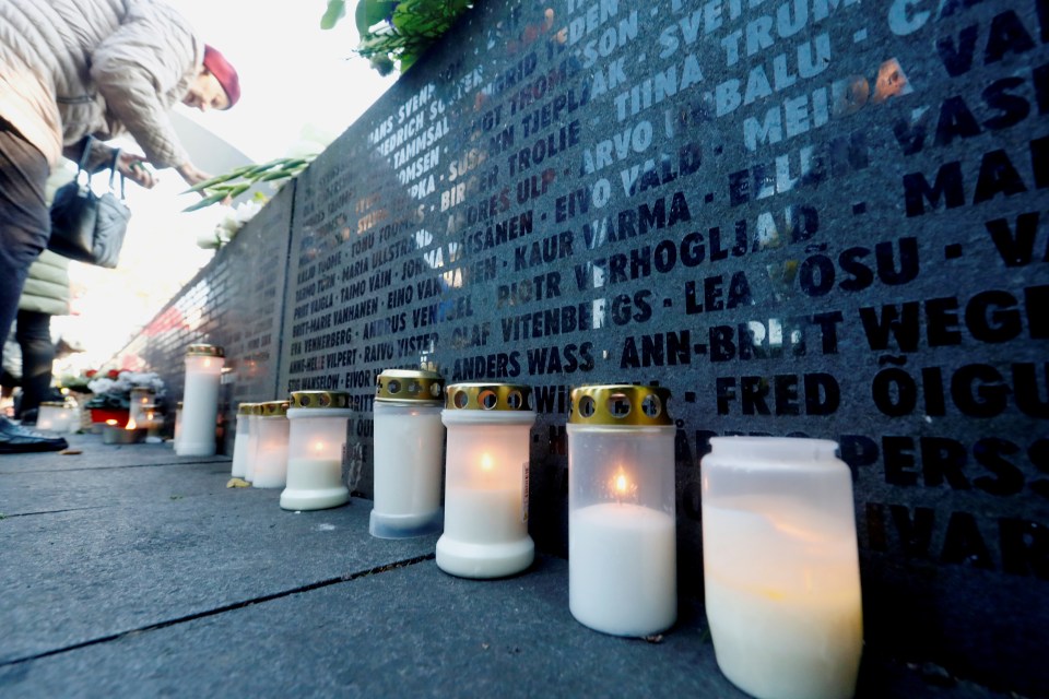 Candles lit at a memorial for the victims of the Estonia on 25th anniversary of the disaster in Tallinn last year