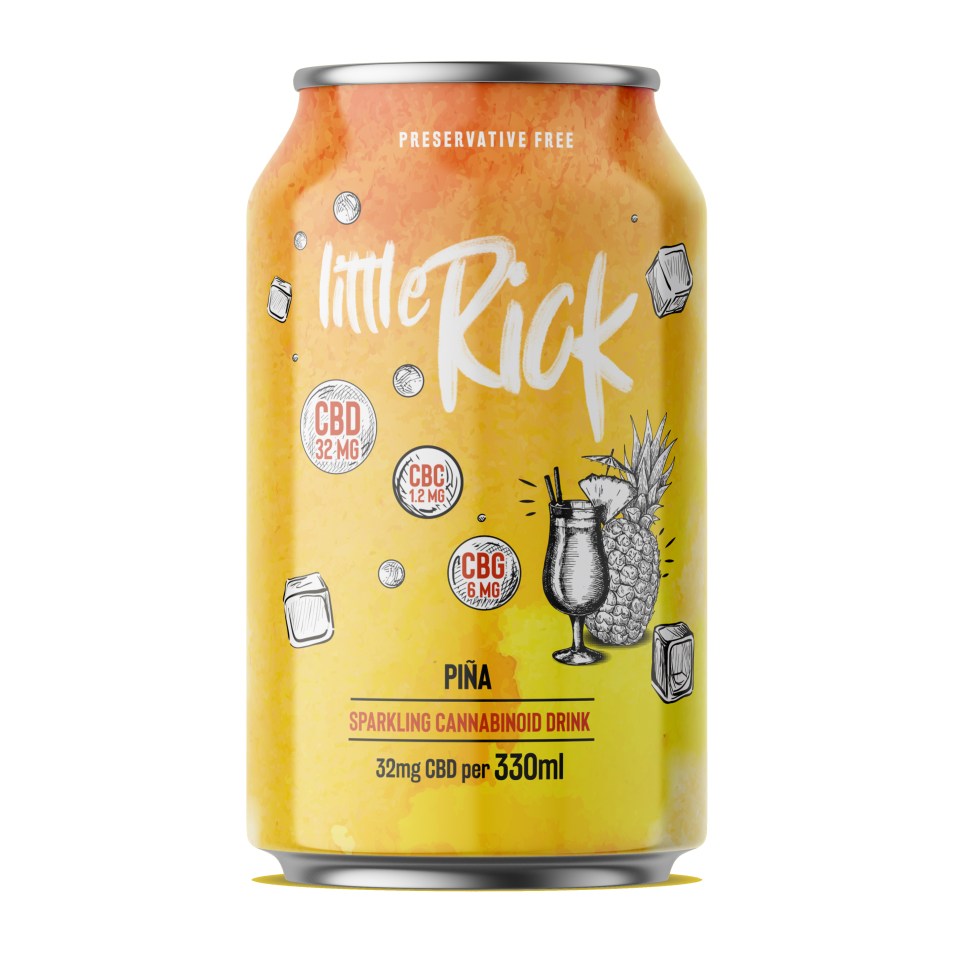 Little Rick’s Pina tastes of coconut and pineapple, it contains 32mg of CBD per 330ml