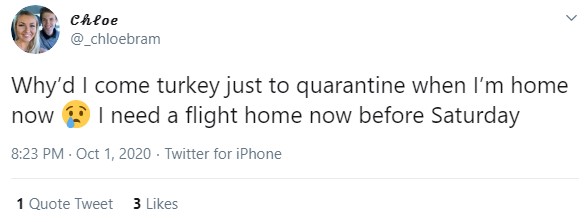 She tweeted saying she needed a flight home before Saturday