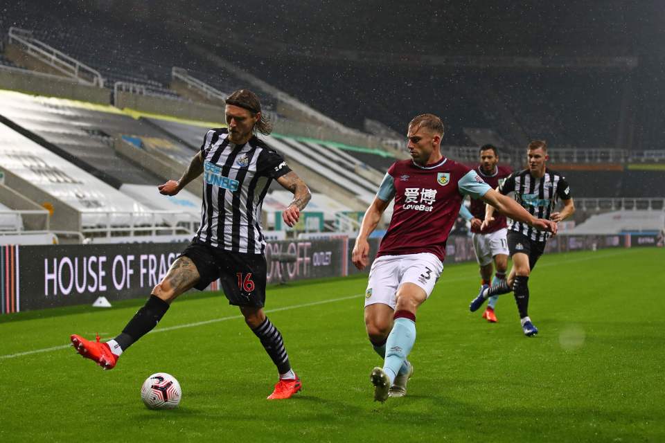 Jeff Hendrick (left) played against his old side Burnley for the first time since leaving for Newcastle