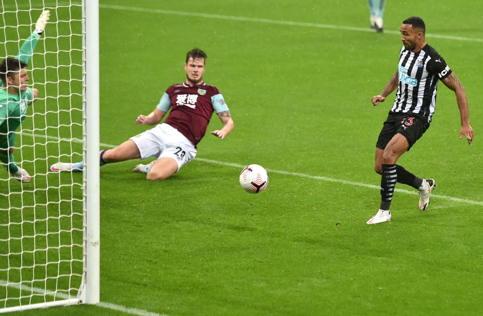 Callum Wilson tapped in Newcastle's second from Saint-Maximin's cross