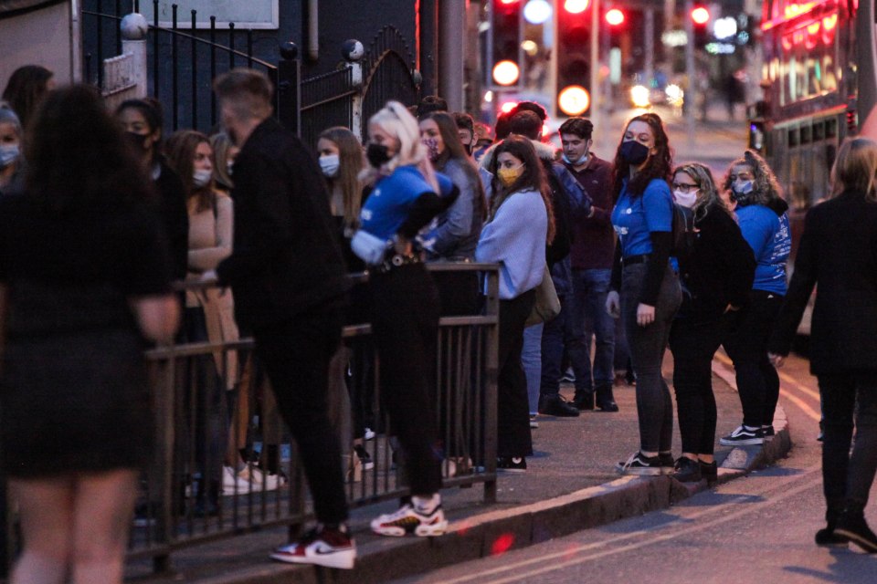 University students on a night out in Nottingham, where cases have soared