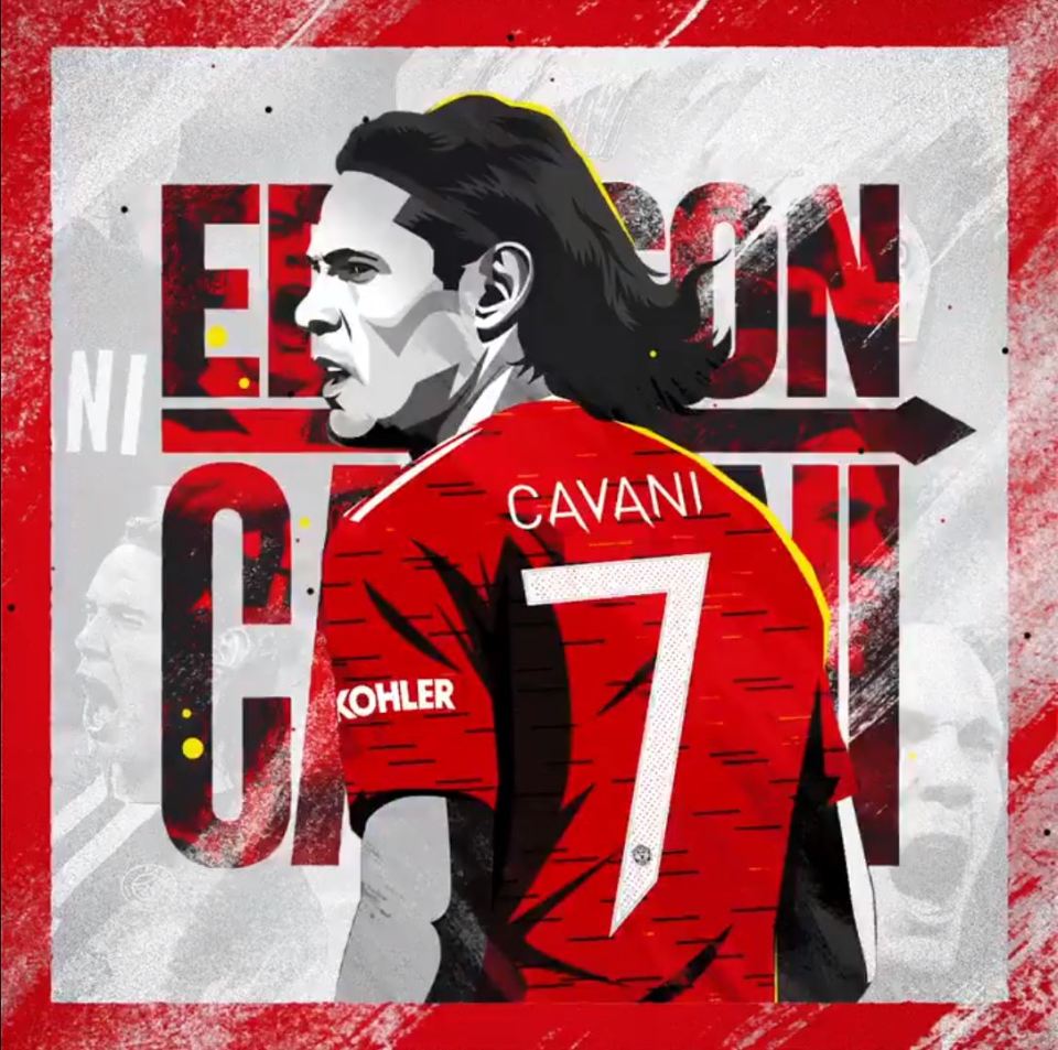 Edinson Cavani will wear the No7 shirt for Manchester United