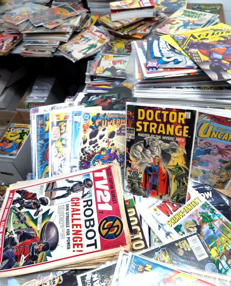 The collection includes valuable vintage comics