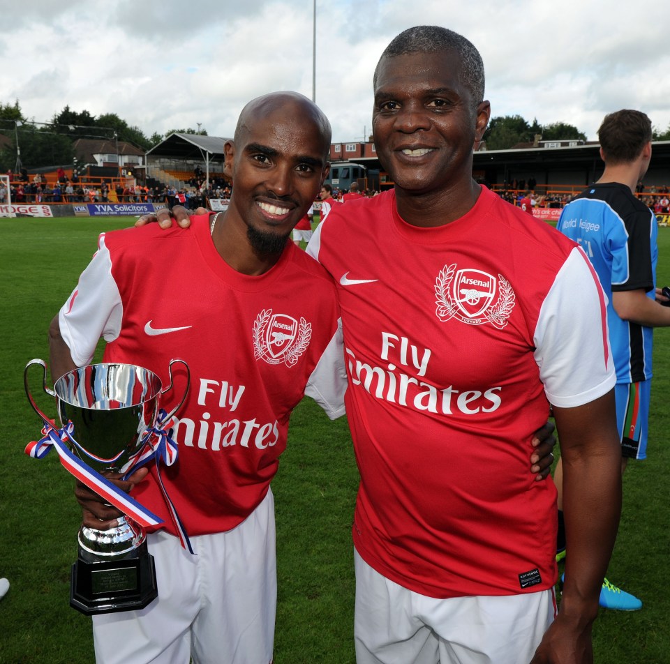 Arsenal hero Paul Davis, pictured with Mo Farah, has opened up on the vile racist abuse he suffered during his playing career