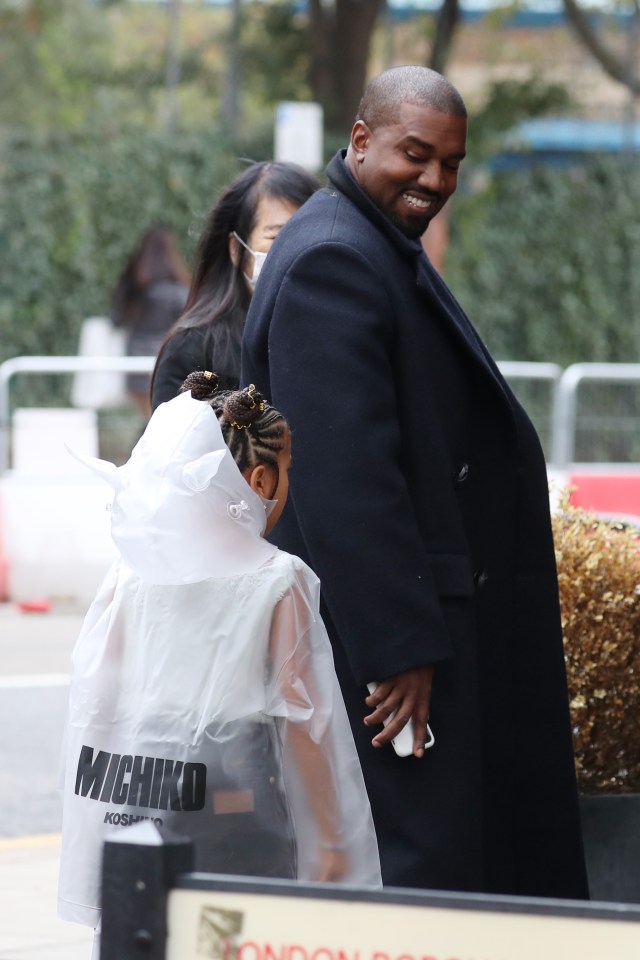 Kanye and North kitted out for the British weather