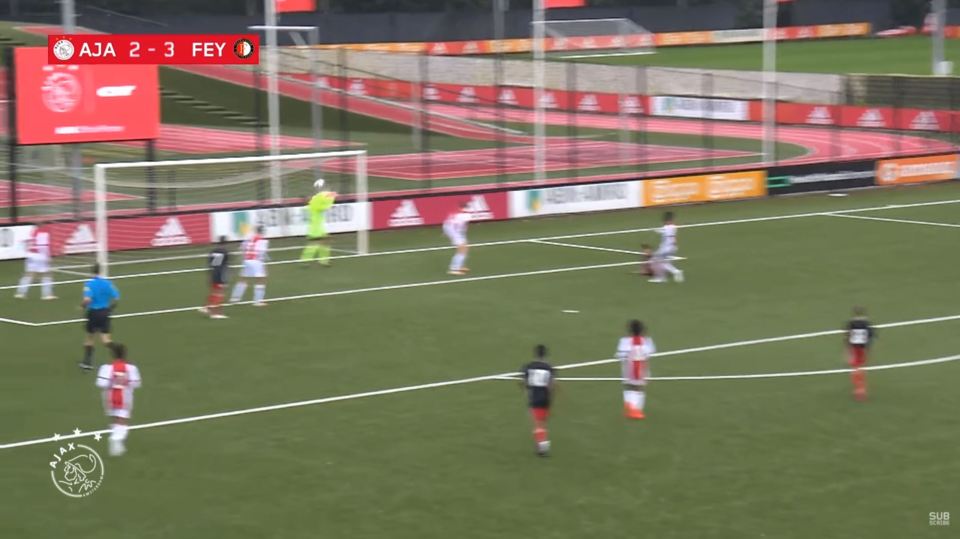 Shaqueel got up well and powered in a thunderous strike for Feyenoord Under-15s