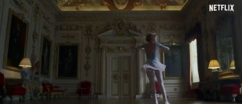 Diana is shown dancing around the palace in her tutu