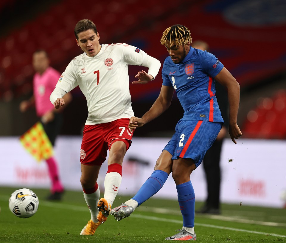 Chelsea youngster Reece James made his first start after coming off the bench against Wales and Belgium - but was sent off after the final whistle