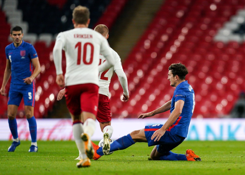 The Man Utd captain wiped out Kasper Dolberg before receiving his marching orders