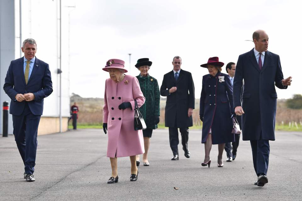 The 94-year-old monarch headed to her first engagement outside a palace in seven months with Prince William by her side