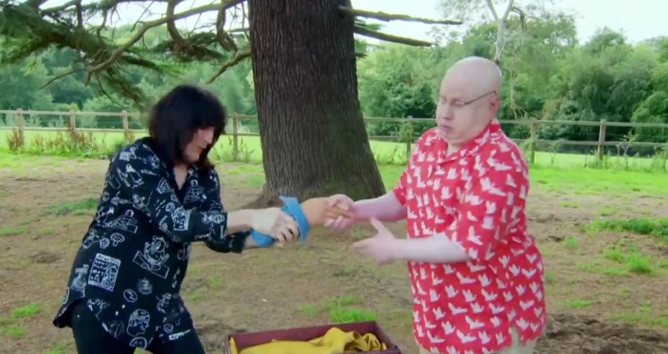 Hosts Noel Fielding and Matt Lucas cheekily mock the importance of the 'Hollywood Handshake'