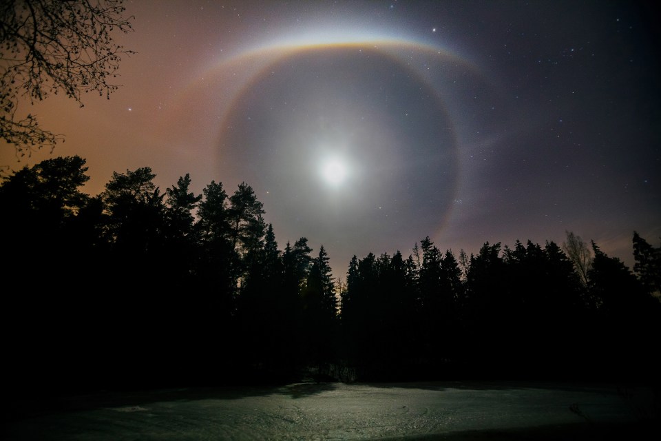 Halo by Mikhail Kapychka was taken in Mogilev, Belarus – showing a stunning lunar halo in the night sky, which the photographer described as the ‘eye of God’