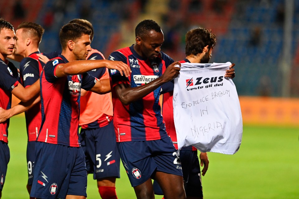 Crotone celebrate during their shock draw